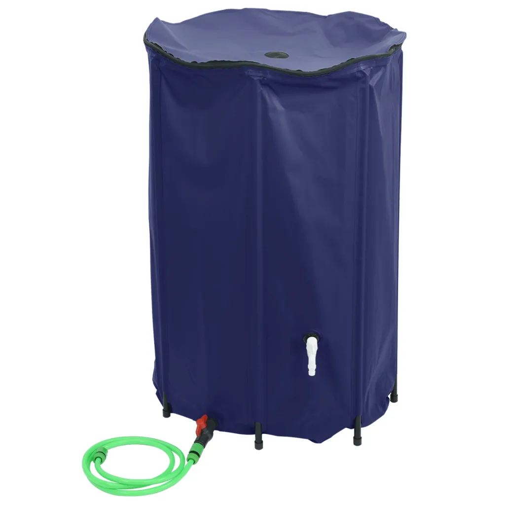 Kokkupandav vihmaveetünn kraaniga, 1000 l, sinine PVC, 100 x 120 cm