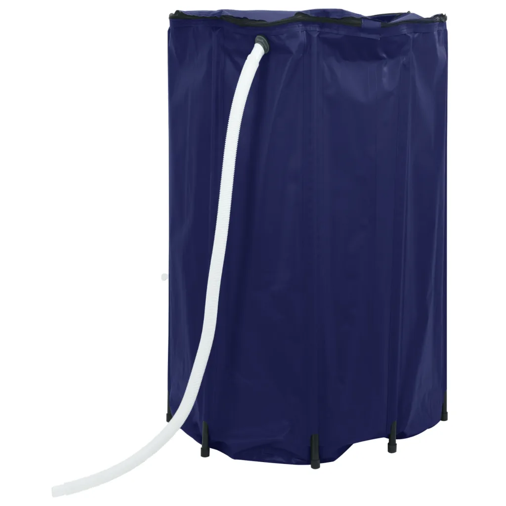 Kokkupandav vihmaveetünn kraaniga, 1000 l, sinine PVC, 100 x 120 cm