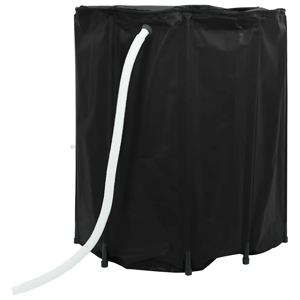 Kokkupandav vihmaveetünn kraaniga, 1250 l, must PVC, 120 x 110 cm