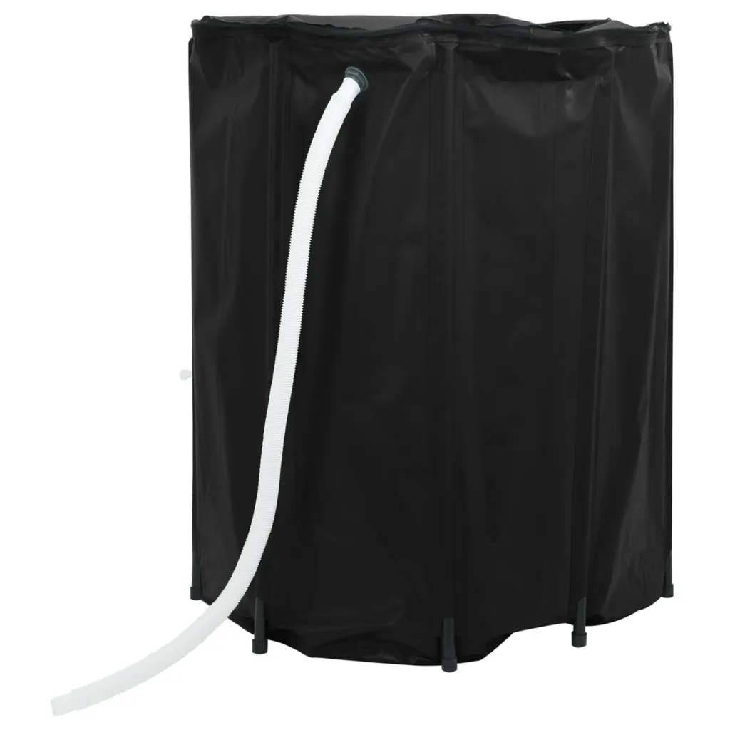 Kokkupandav vihmaveetünn kraaniga, 1350 l, must PVC, 120 x 120 cm