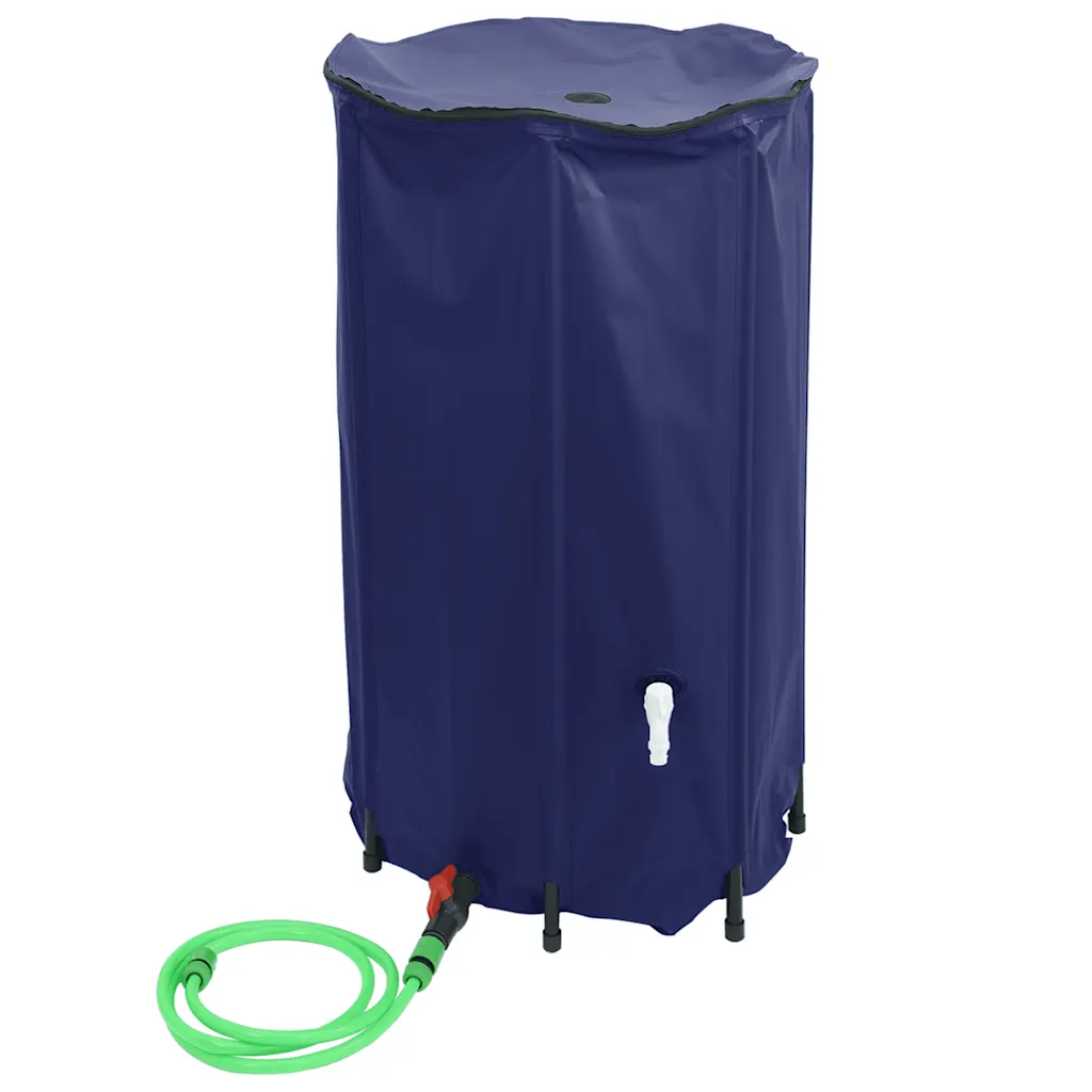 Kokkupandav vihmaveetünn kraaniga, sinine PVC, 250 L, 60 x 92 cm