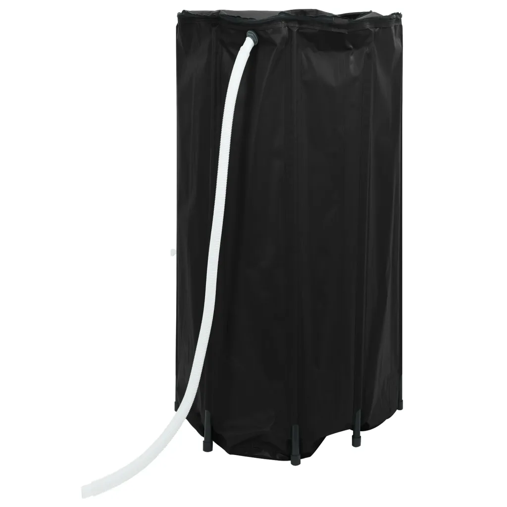 Kokkupandav vihmaveetünn kraaniga, 380 l veepaak, must PVC, 70 x 100 cm