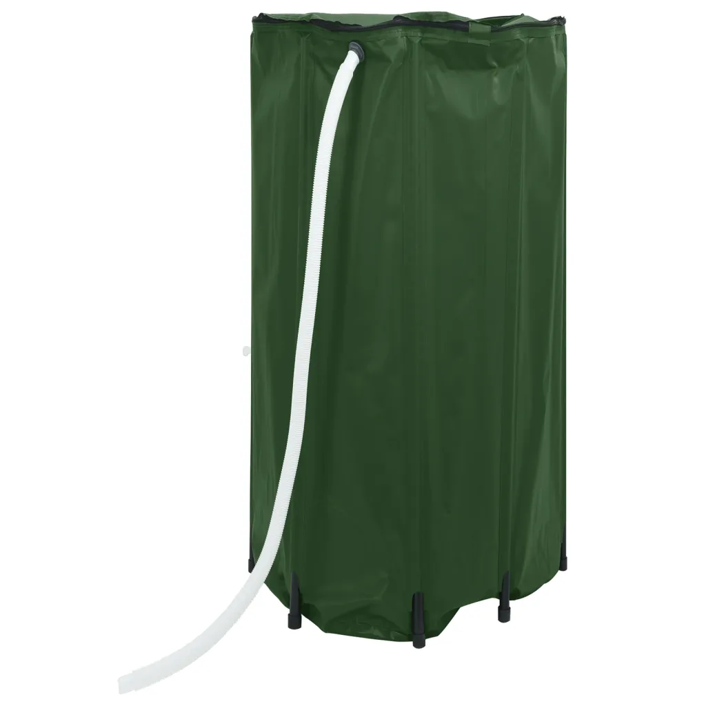 Kokkupandav vihmaveetünn kraaniga, 380 l, roheline PVC, 70 x 100 cm