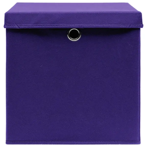 Kokkupandavad hoiukastid kaantega, 10 tk, lilla mittekootud kangas, 32 x 32 x 32 cm – 4