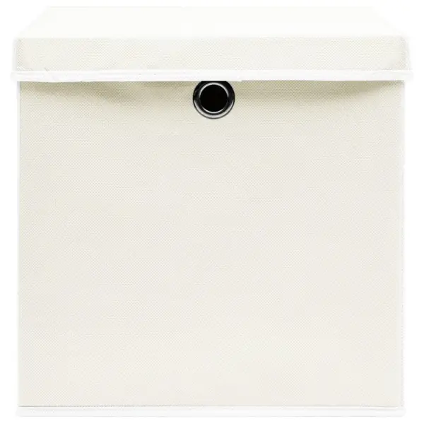 Kokkupandavad hoiukastid kaantega, 4 tk, valge mittekootud kangas, 32 x 32 x 32 cm – 4