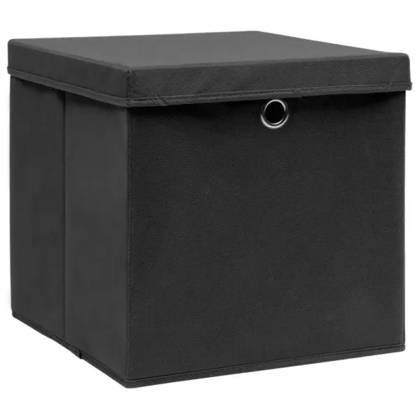 Kokkupandavad hoiukastid kaantega, 10 tk, must, 32 x 32 x 32 cm, mittekootud kangas – 2