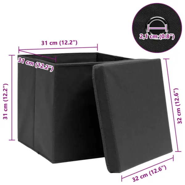Kokkupandavad hoiukastid kaantega, 10 tk, must, 32 x 32 x 32 cm, mittekootud kangas – 6