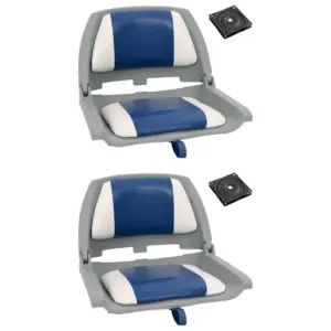 Kokkupandavad paadiistmed 360° pöördalustega, 4-osaline komplekt, sinine-valge, 51,5 x 51 x 41 cm