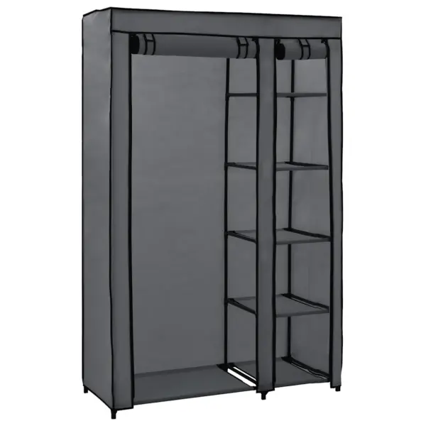 Kokkupandavad riidekapid 2 tk, hall fliiskangas ja terastoruraam, 110 x 45 x 175 cm – 3
