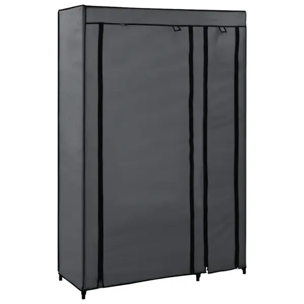 Kokkupandavad riidekapid 2 tk, hall fliiskangas ja terastoruraam, 110 x 45 x 175 cm – 4