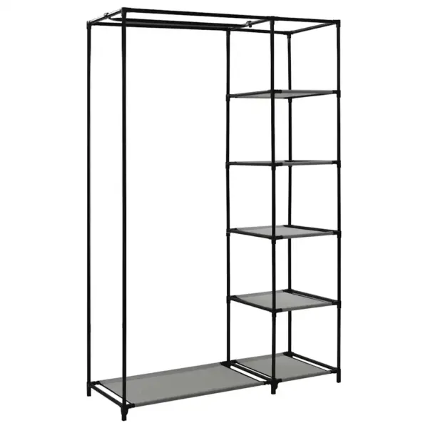 Kokkupandavad riidekapid 2 tk, hall fliiskangas ja terastoruraam, 110 x 45 x 175 cm – 7