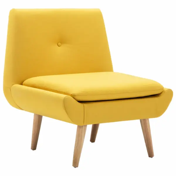 Tugitool kangapolstriga, kollane, kautšukipuidust jalgadega, 73 x 66 x 77 cm – 2