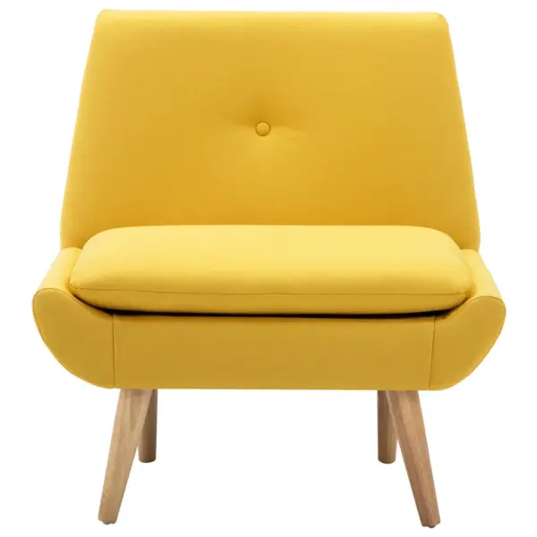 Tugitool kangapolstriga, kollane, kautšukipuidust jalgadega, 73 x 66 x 77 cm – 3