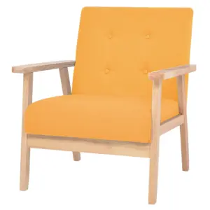 Kollane kangast tugitool puitraamiga, 64,5 x 67 x 73,5 cm