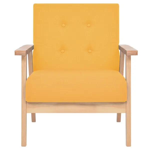 Kollane kangast tugitool puitraamiga, 64,5 x 67 x 73,5 cm – 2