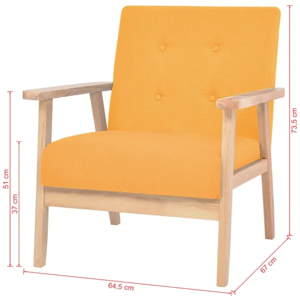 Kollane kangast tugitool puitraamiga, 64,5 x 67 x 73,5 cm – 7