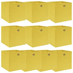Kokkupandavad kangast hoiukastid metallist aasaga, 10 tk, kollane, 32 x 32 x 32 cm