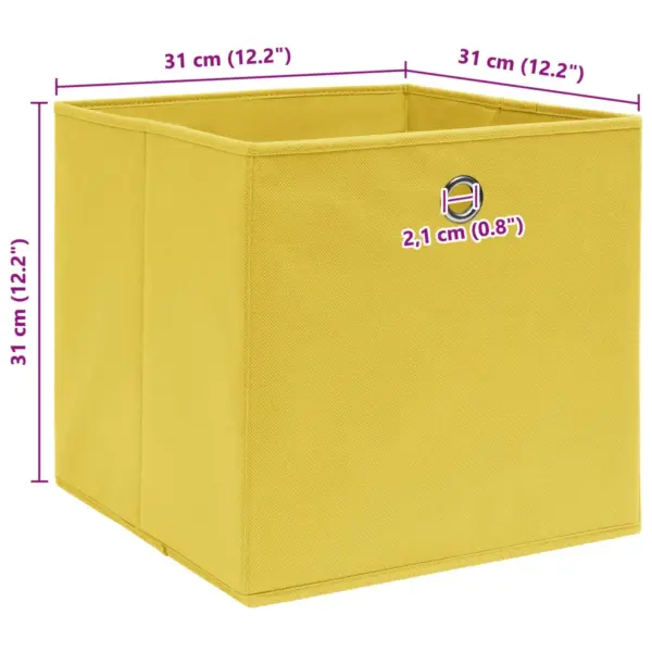Kokkupandavad kangast hoiukastid metallist aasaga, 10 tk, kollane, 32 x 32 x 32 cm – 5