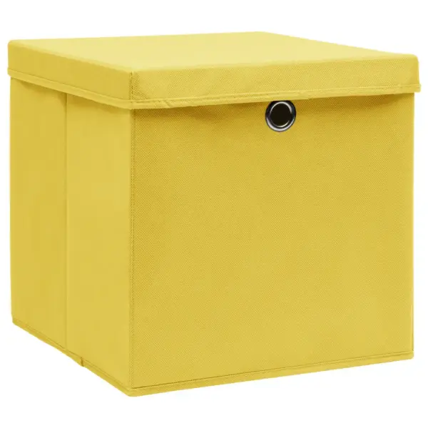 Kokkupandavad hoiukastid kaantega, 10 tk, kollane, 32 x 32 x 32 cm, mittekootud kangas – 2