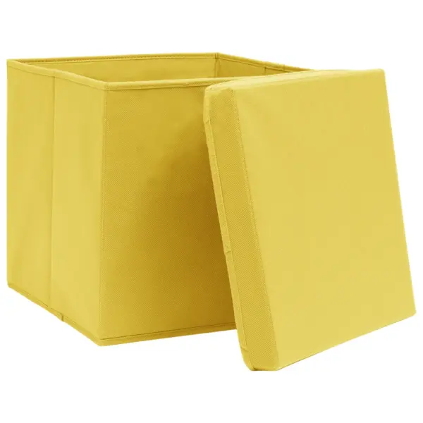 Kokkupandavad hoiukastid kaantega, 10 tk, kollane, 32 x 32 x 32 cm, mittekootud kangas – 3