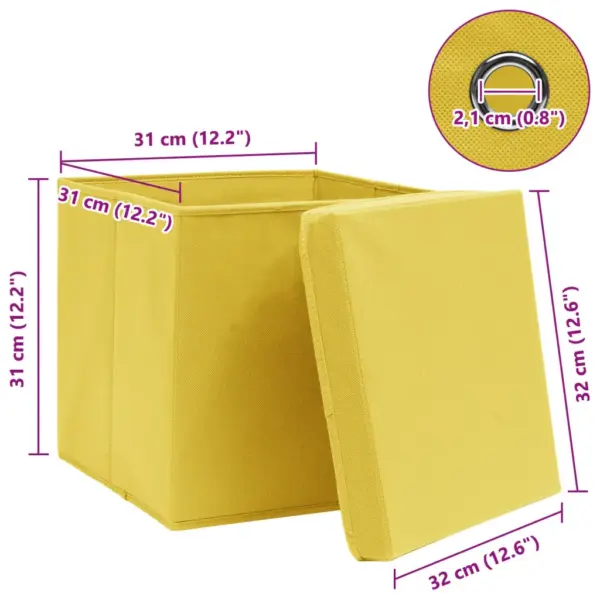 Kokkupandavad hoiukastid kaantega, 10 tk, kollane, 32 x 32 x 32 cm, mittekootud kangas – 6