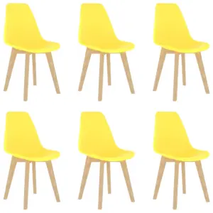 Kollased plastist söögitoolid pöögijalgadel, 6 tk, 46 x 51 x 82 cm
