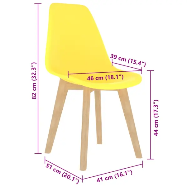 Kollased plastist söögitoolid pöögijalgadel, 6 tk, 46 x 51 x 82 cm – 7