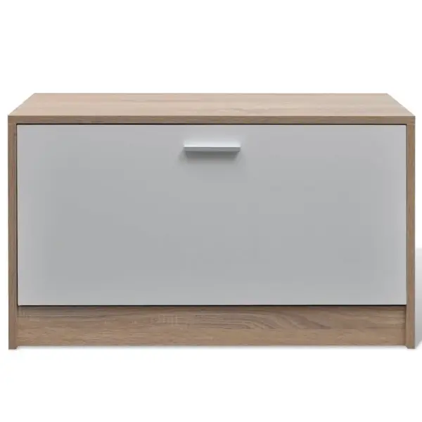 Kolm ühes esikumööbli komplekt jalanõukapi, peegli ja riidenagiga, tamme ja valge, jalanõukapp 80 x 27 x 46,5 cm – 5