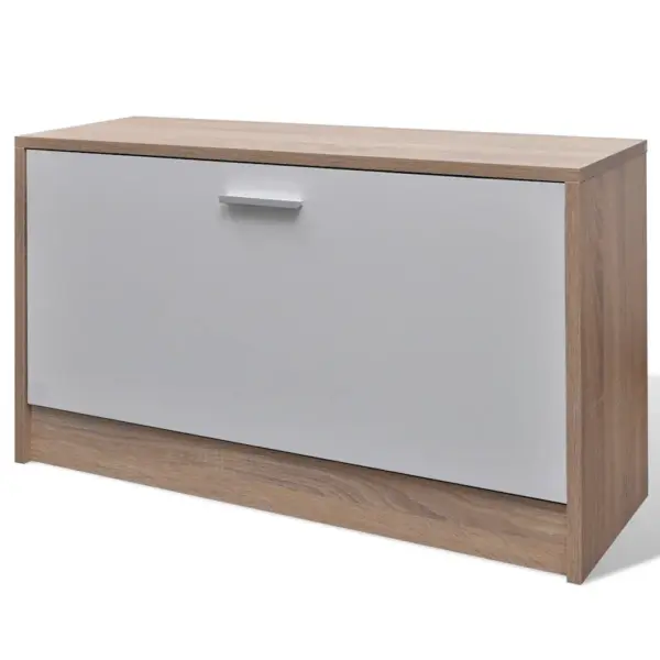 Kolm ühes esikumööbli komplekt jalanõukapi, peegli ja riidenagiga, tamme ja valge, jalanõukapp 80 x 27 x 46,5 cm – 6