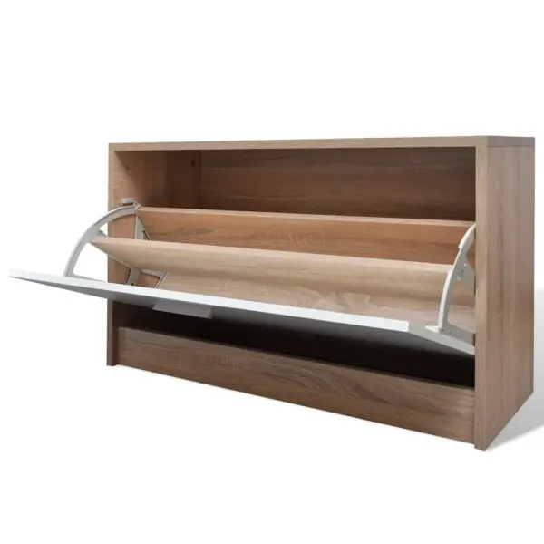 Kolm ühes esikumööbli komplekt jalanõukapi, peegli ja riidenagiga, tamme ja valge, jalanõukapp 80 x 27 x 46,5 cm – 7
