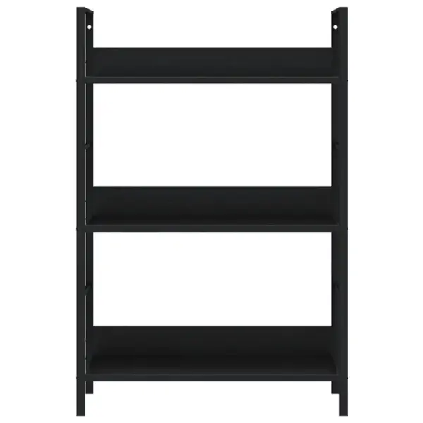 Kolmekorruseline raamaturiiul, must, tehispuit ja teras, 60 x 27,6 x 90,5 cm – 5