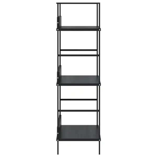 Kolmekorruseline raamaturiiul, must, tehispuit ja teras, 60 x 27,6 x 90,5 cm – 6