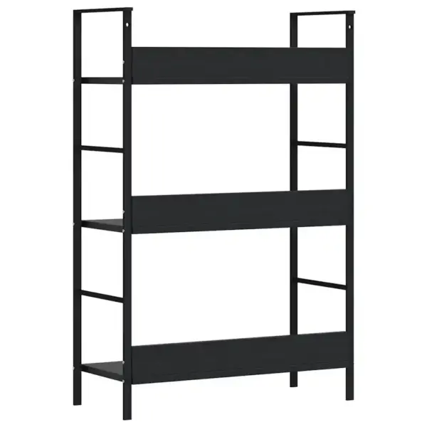 Kolmekorruseline raamaturiiul, must, tehispuit ja teras, 60 x 27,6 x 90,5 cm – 7