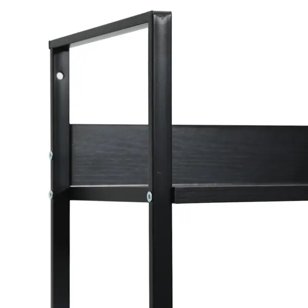Kolmekorruseline raamaturiiul, must, tehispuit ja teras, 60 x 27,6 x 90,5 cm – 9