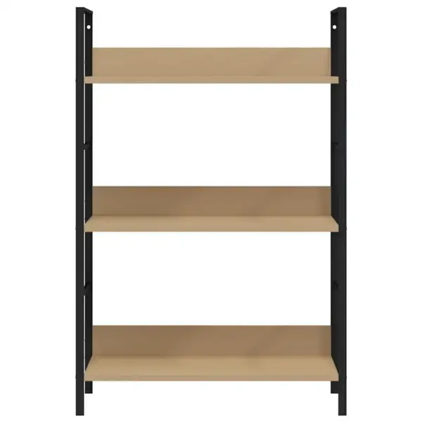 Kolmekorruseline raamaturiiul tamm ja must, tehispuit ja teras, 60 x 27,6 x 90,5 cm – 5