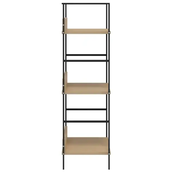Kolmekorruseline raamaturiiul tamm ja must, tehispuit ja teras, 60 x 27,6 x 90,5 cm – 6