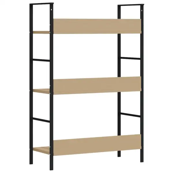 Kolmekorruseline raamaturiiul tamm ja must, tehispuit ja teras, 60 x 27,6 x 90,5 cm – 7