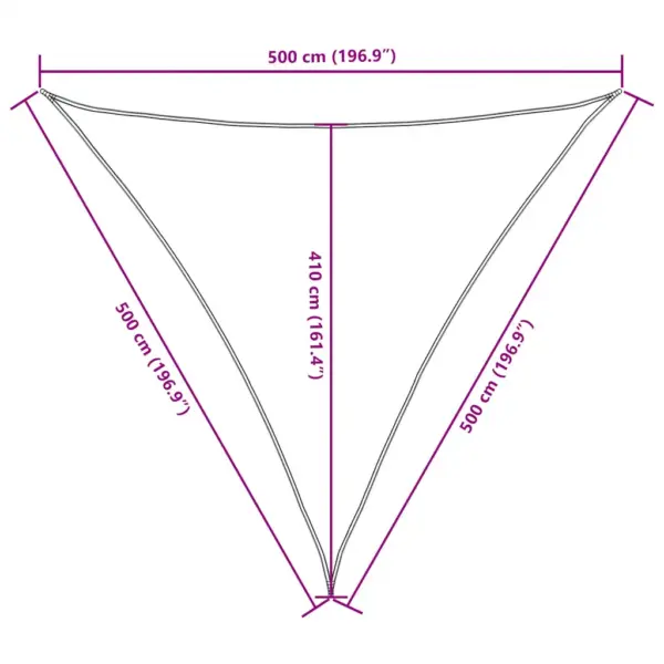 Kolmnurkne veekindel päikesepuri, kollane, 5 x 5 x 5 m, PU-kattega oxford-kangas – 10