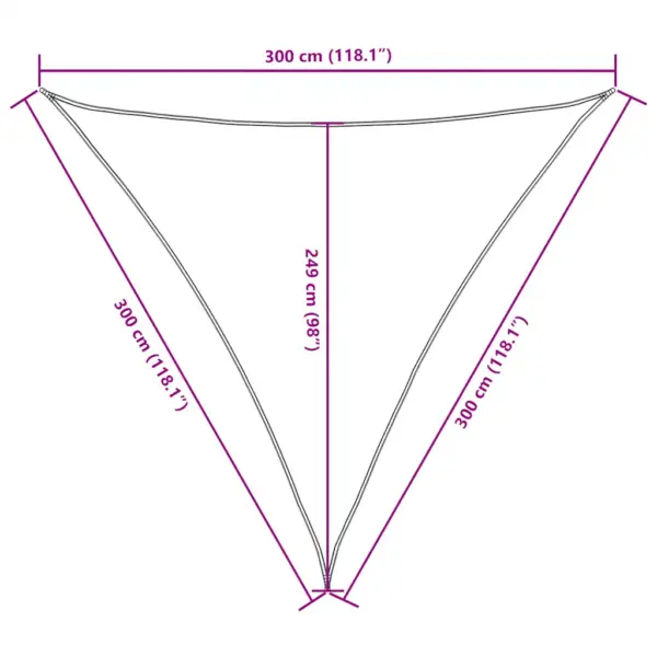Kolmnurkne sinine päikesepuri 3 x 3 x 3 m, veekindel UV-kaitsega PU-kattega oxford-kangas – 10