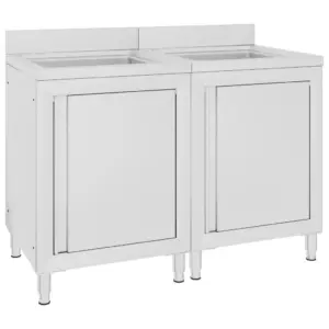 Roostevabast terasest kommertsköögi valamukapid, 2 tk, 120 x 60 x 95–96 cm