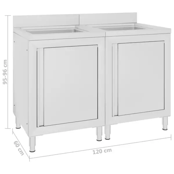 Roostevabast terasest kommertsköögi valamukapid, 2 tk, 120 x 60 x 95–96 cm – 5