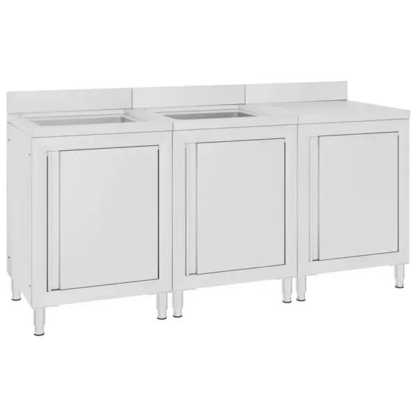 2 valamu- ja 1 äravoolukapiga kommertsköögi valamukomplekt, roostevaba teras, 180 x 60 x 95–96 cm – 2