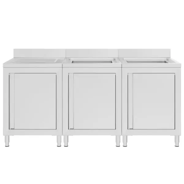 2 valamu- ja 1 äravoolukapiga kommertsköögi valamukomplekt, roostevaba teras, 180 x 60 x 95–96 cm – 3