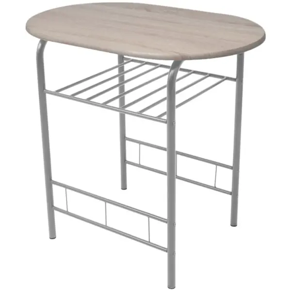 Kompaktne baarikomplekt MDF-plaadiga, 3-osaline, hõbedase raudraamiga, pruun, laud 80 x 53 x 74 cm – 4