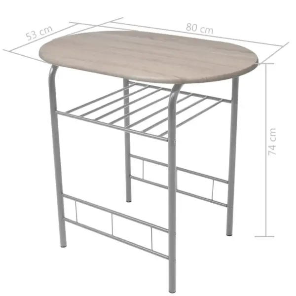 Kompaktne baarikomplekt MDF-plaadiga, 3-osaline, hõbedase raudraamiga, pruun, laud 80 x 53 x 74 cm – 8