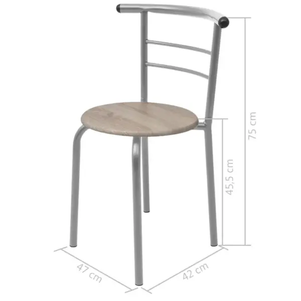 Kompaktne baarikomplekt MDF-plaadiga, 3-osaline, hõbedase raudraamiga, pruun, laud 80 x 53 x 74 cm – 9