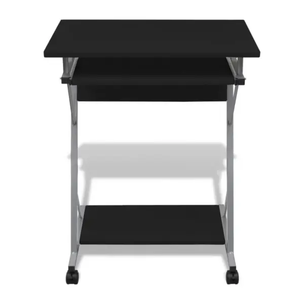 Kompaktne must arvutilaud libistatava klaviatuuririiuliga, ratastel, 60 x 40 x 74 cm – 2