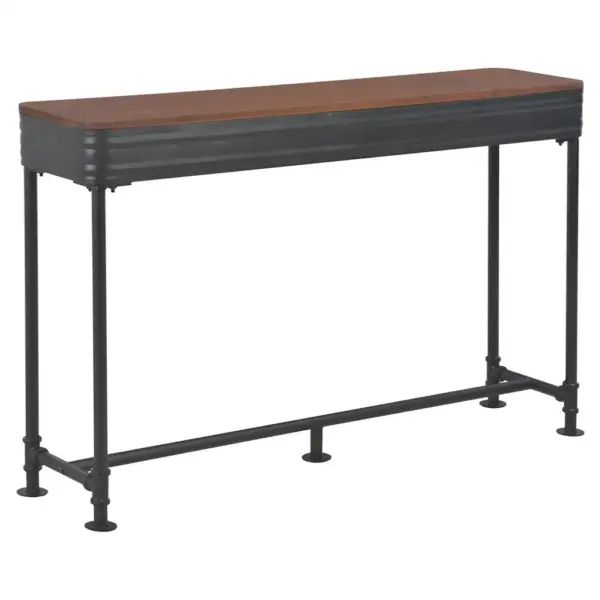Tööstusliku stiiliga konsoollaud 2 sahtliga, kuusepuit ja must metallraam, 120 x 30 x 75 cm - 5
