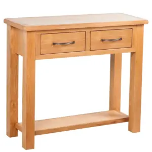 Konsoollaud 2 sahtliga, tammepuiduga, pruun, 83 x 30 x 73 cm