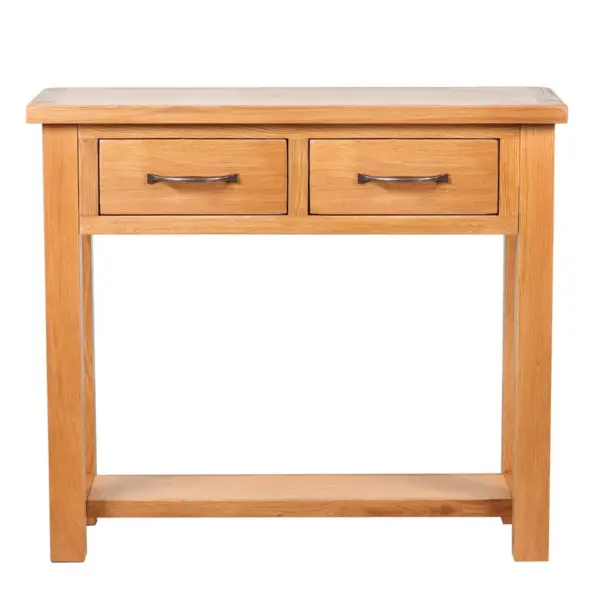 Konsoollaud 2 sahtliga, tammepuiduga, pruun, 83 x 30 x 73 cm – 2